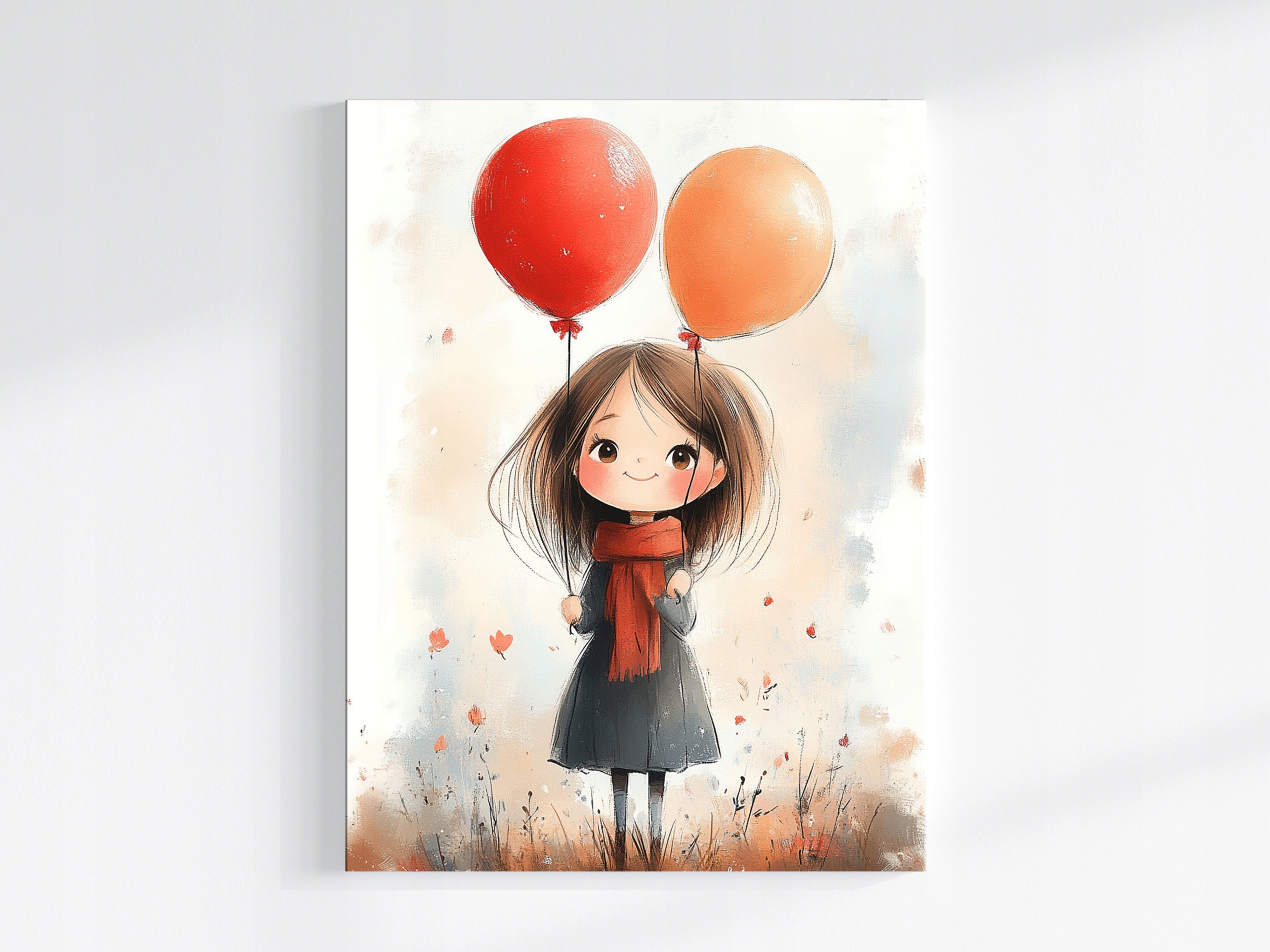 Obraz Na Plátně Canvas Portrét Dítěte Dívka Balónky Podzim 60x80