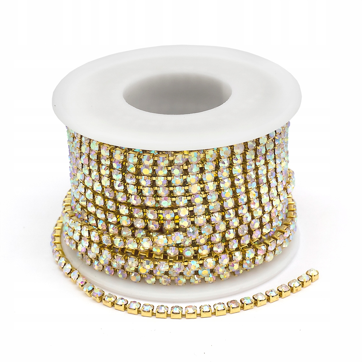 Řetízek Páska z Zirkony Mosaz Bez Pokrytí/Duhový Křišťál, 2.4mm, 9m