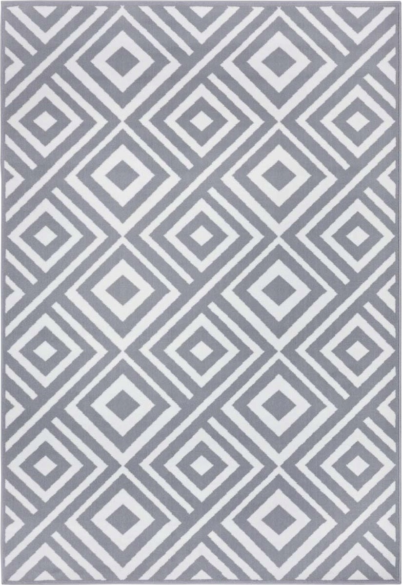 Moderný krémovo šedý koberec do obývačky, mäkký vlas, vzor 160 x 230 cm