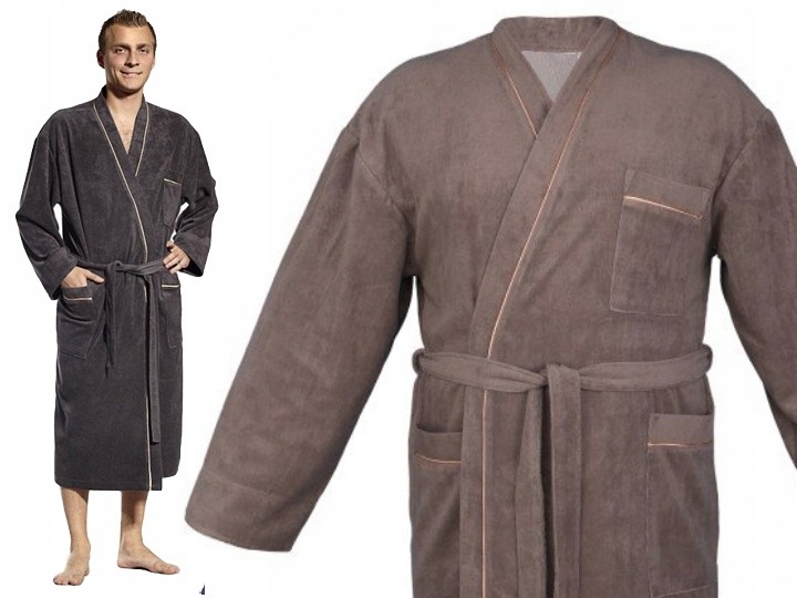 

Polski szlafrok męski-2XL Duży Elegancki Bawełna