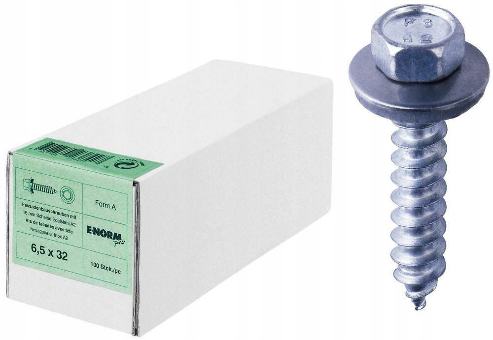 Fasádní šroub, ocel A2, 6,5x19 S16, komerční balení. E-NORMpro