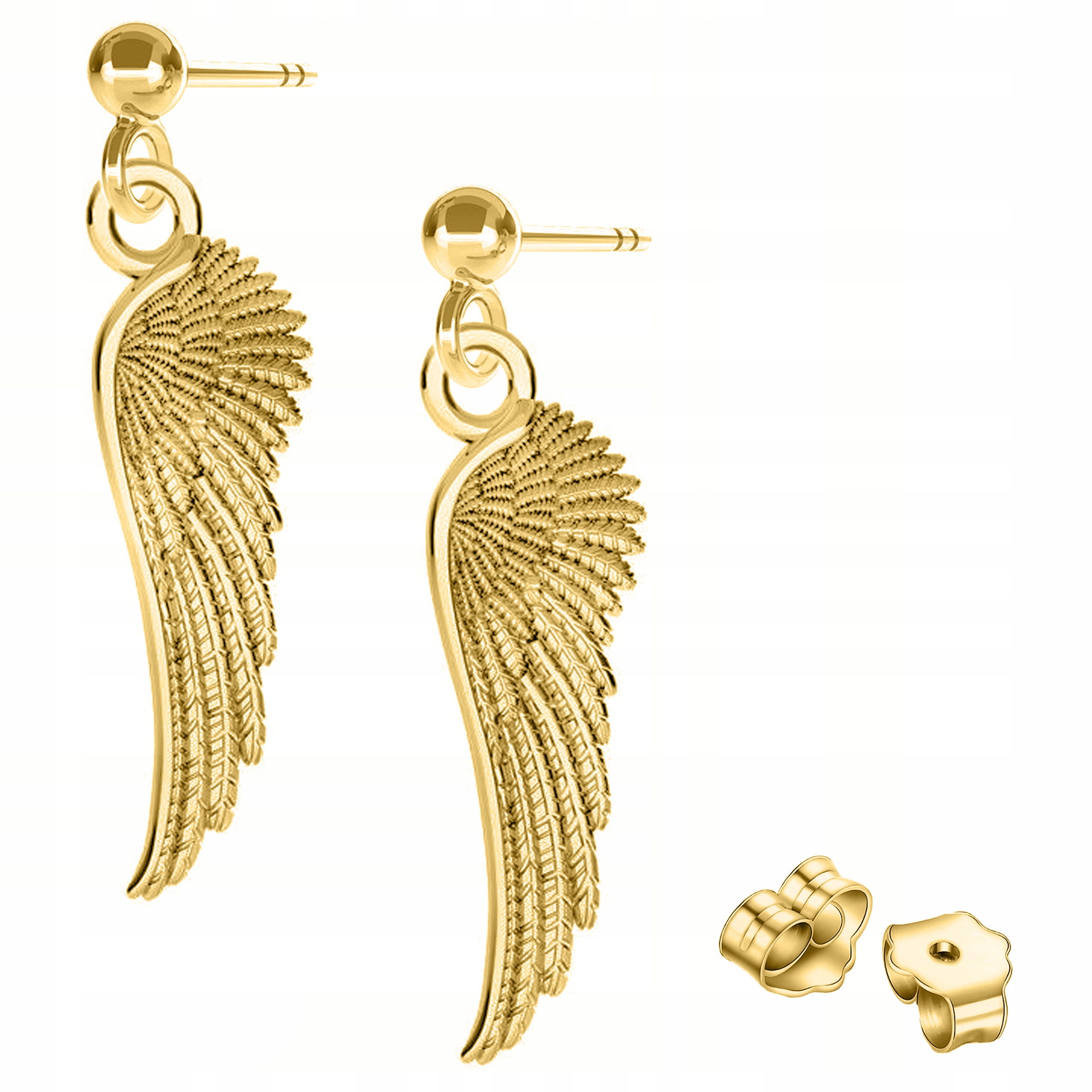 Zlaté Náušnice s křídly Křídla Závěsná křídla Stříbro 925