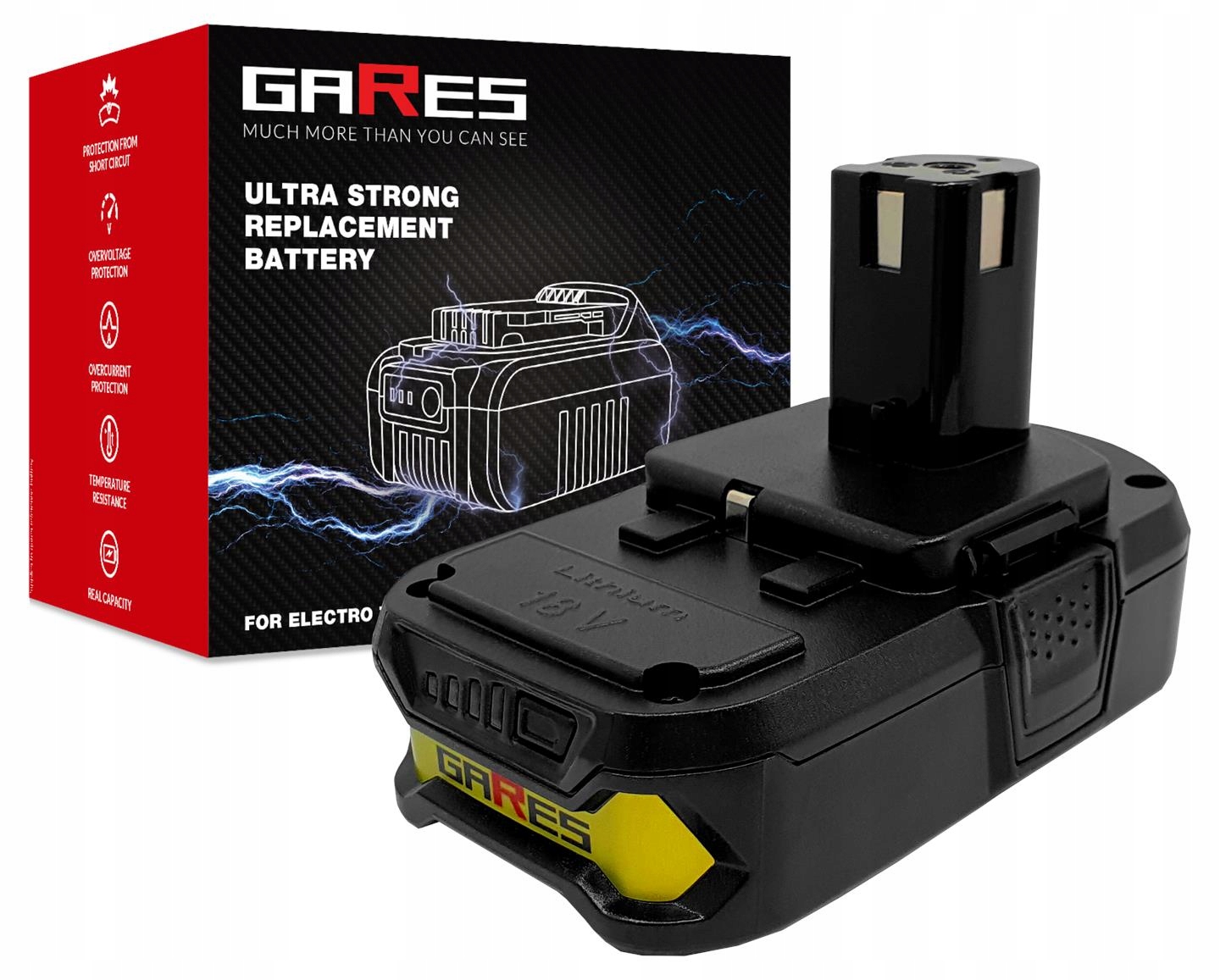 Akumulátor Gares pro Ryobi SA1802 CBLT1804 R18PD R18DDP 18V 2,5Ah