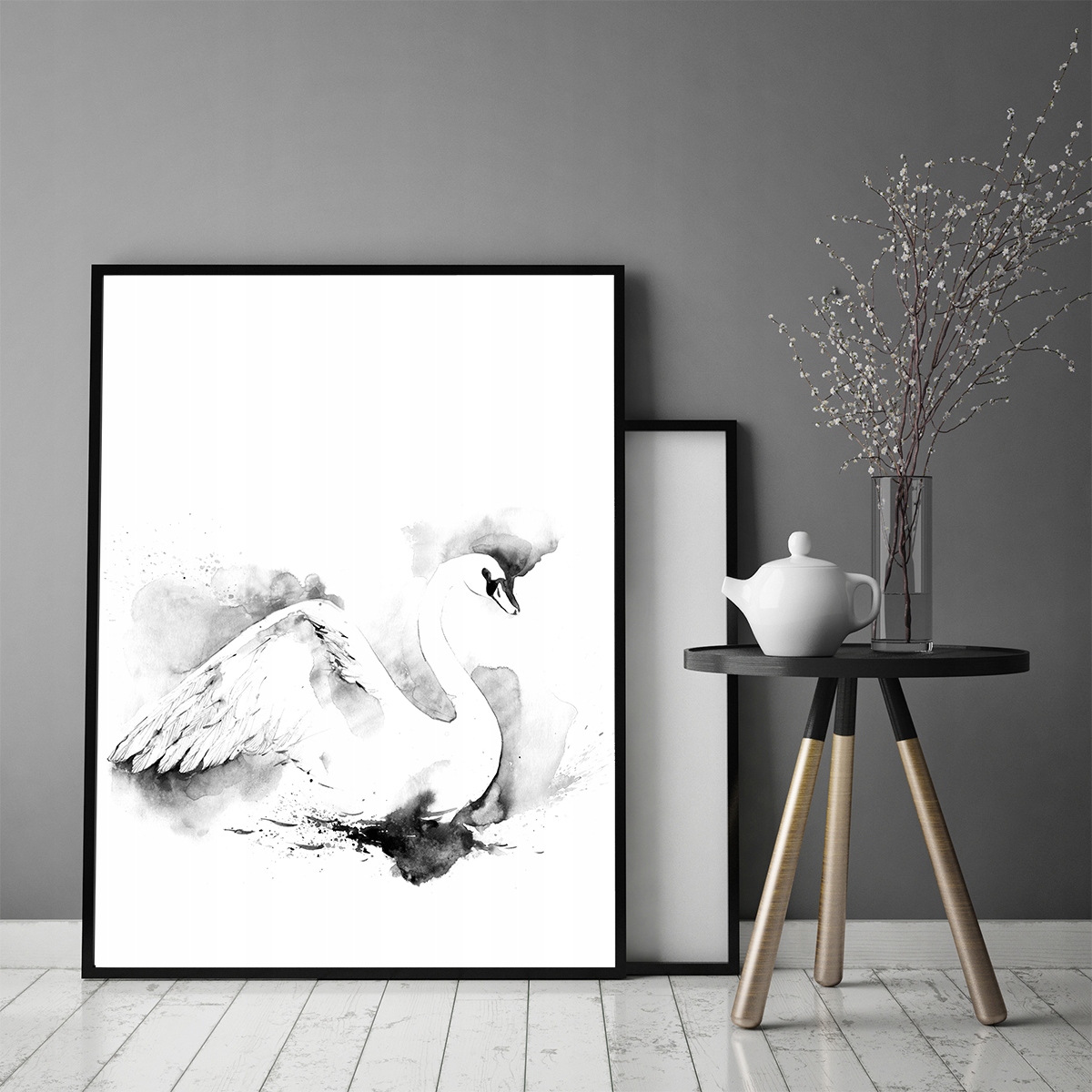 OBRAZ PLAKAT W RAMIE 33x43 cm Łabędź P748 Marka inna