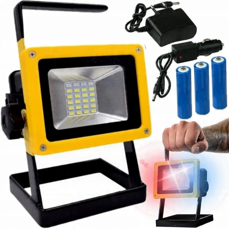 

Halogen Przenośny 2X Led Smd Akumulatorowy 100W