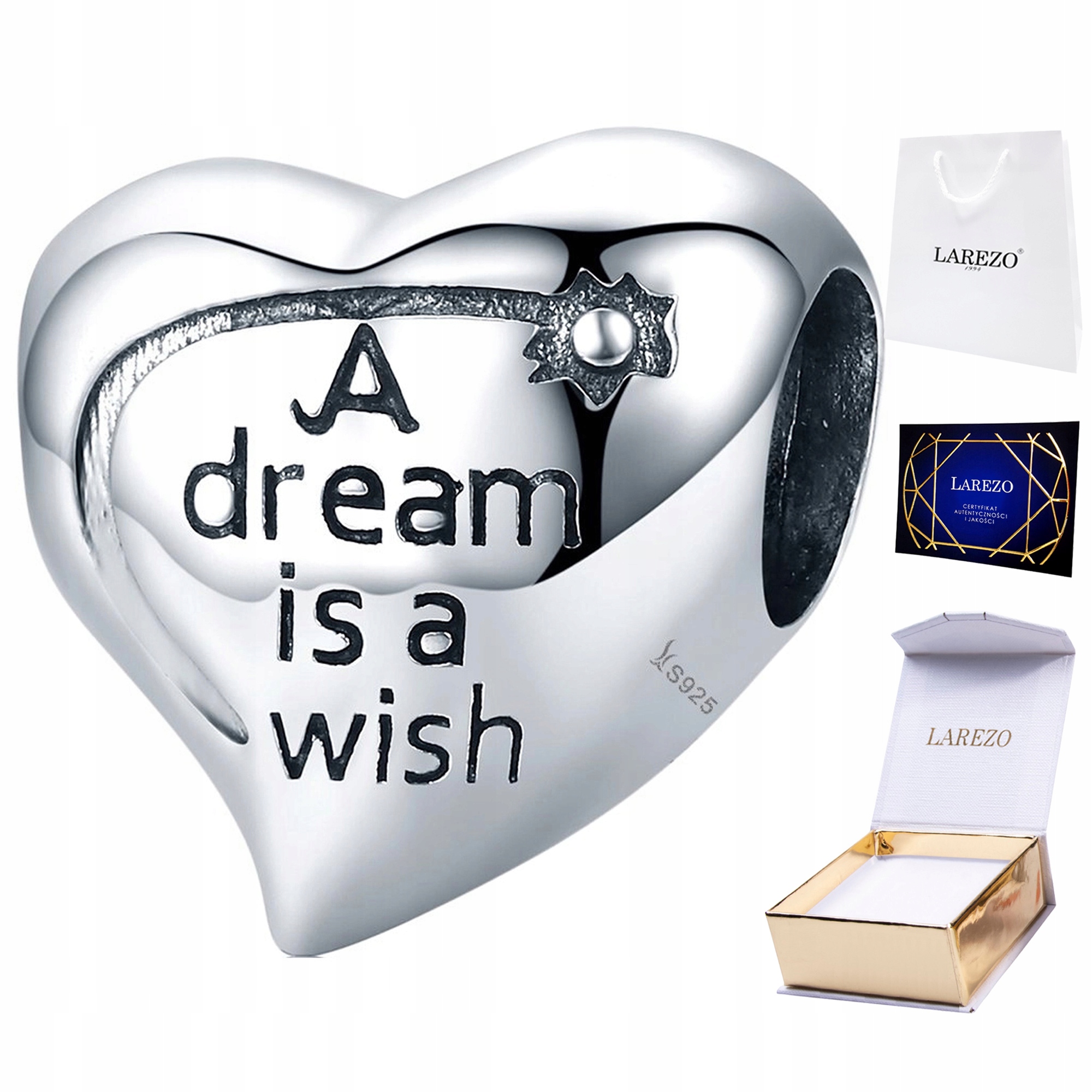 

Charms A Dream is a wish serce srebro 925