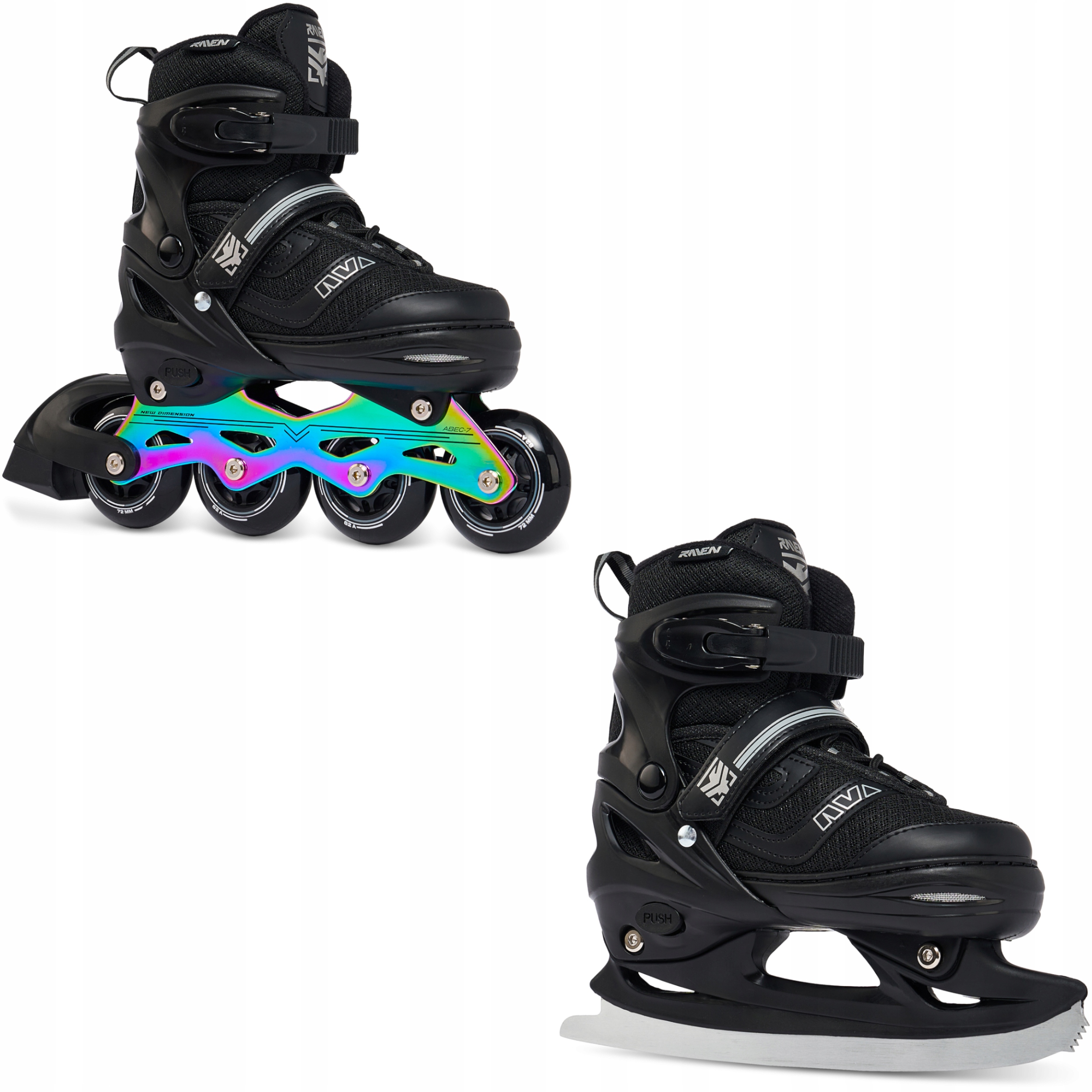 Rolki Łyżwy figurowe 2w1 Regulowane Raven Drill Black/Neo Chrome 34-37
