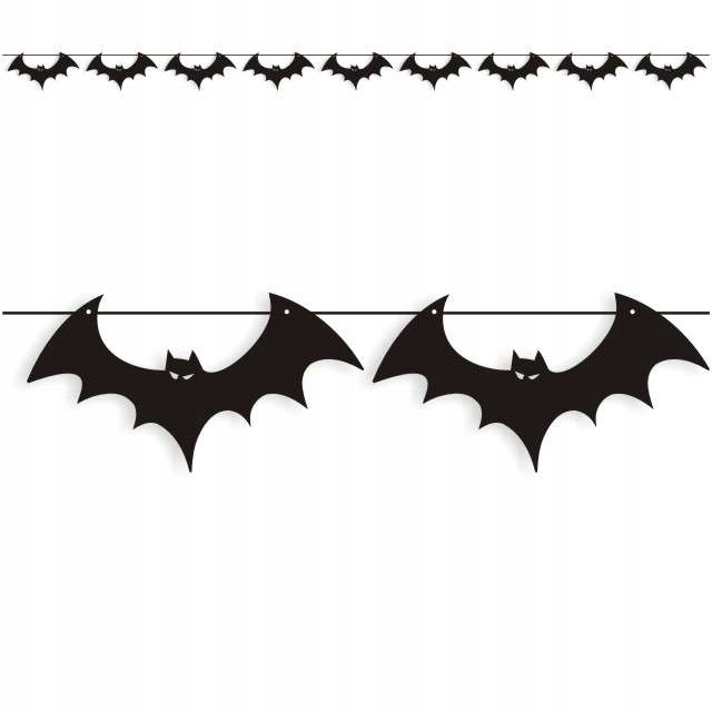 GIRLANDA baner Halloween NIETOPERZE czarne 9 szt