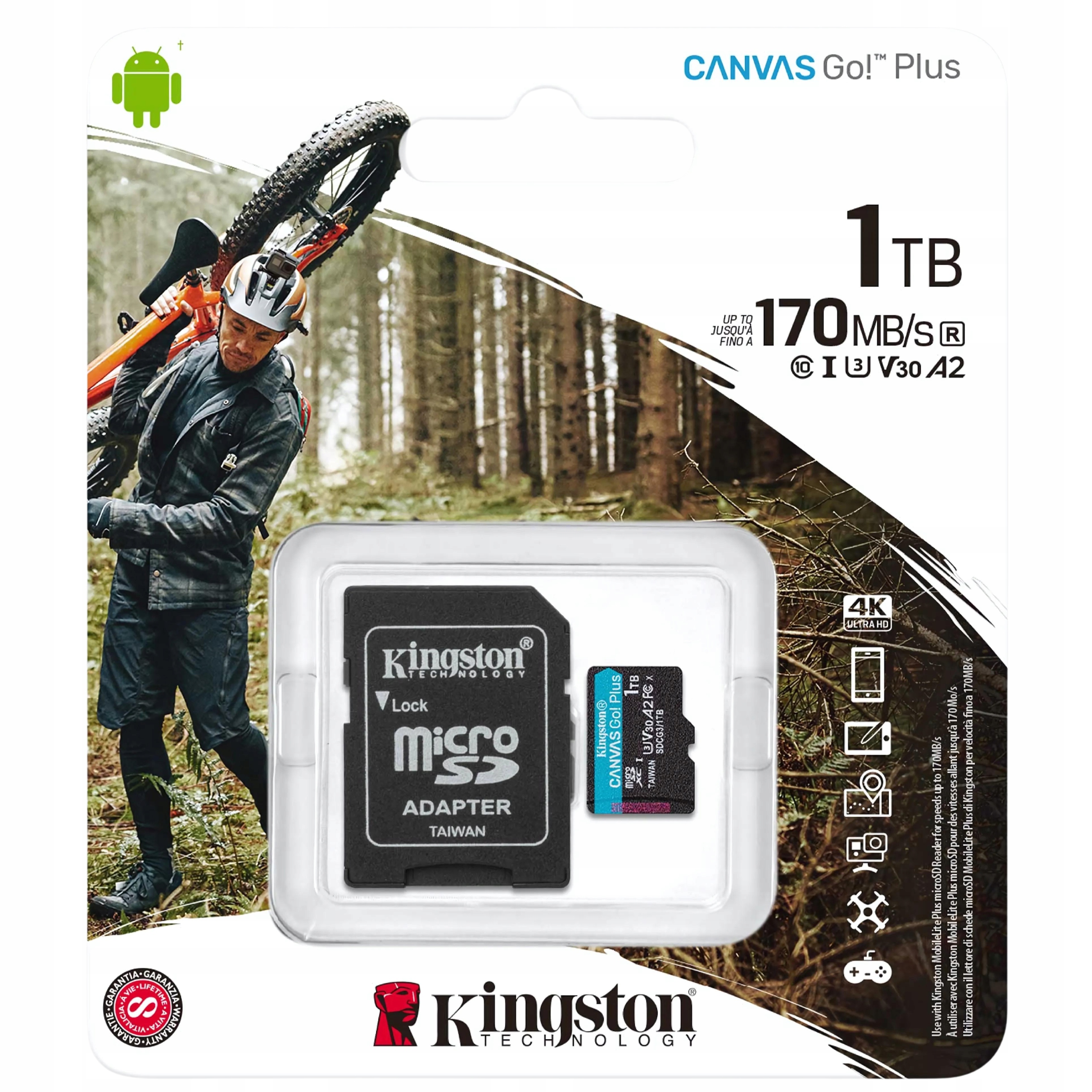 Paměťová karta micro Sd Sdxc 1TB Kingston Go! Plus 170MB/S pro dron kamery