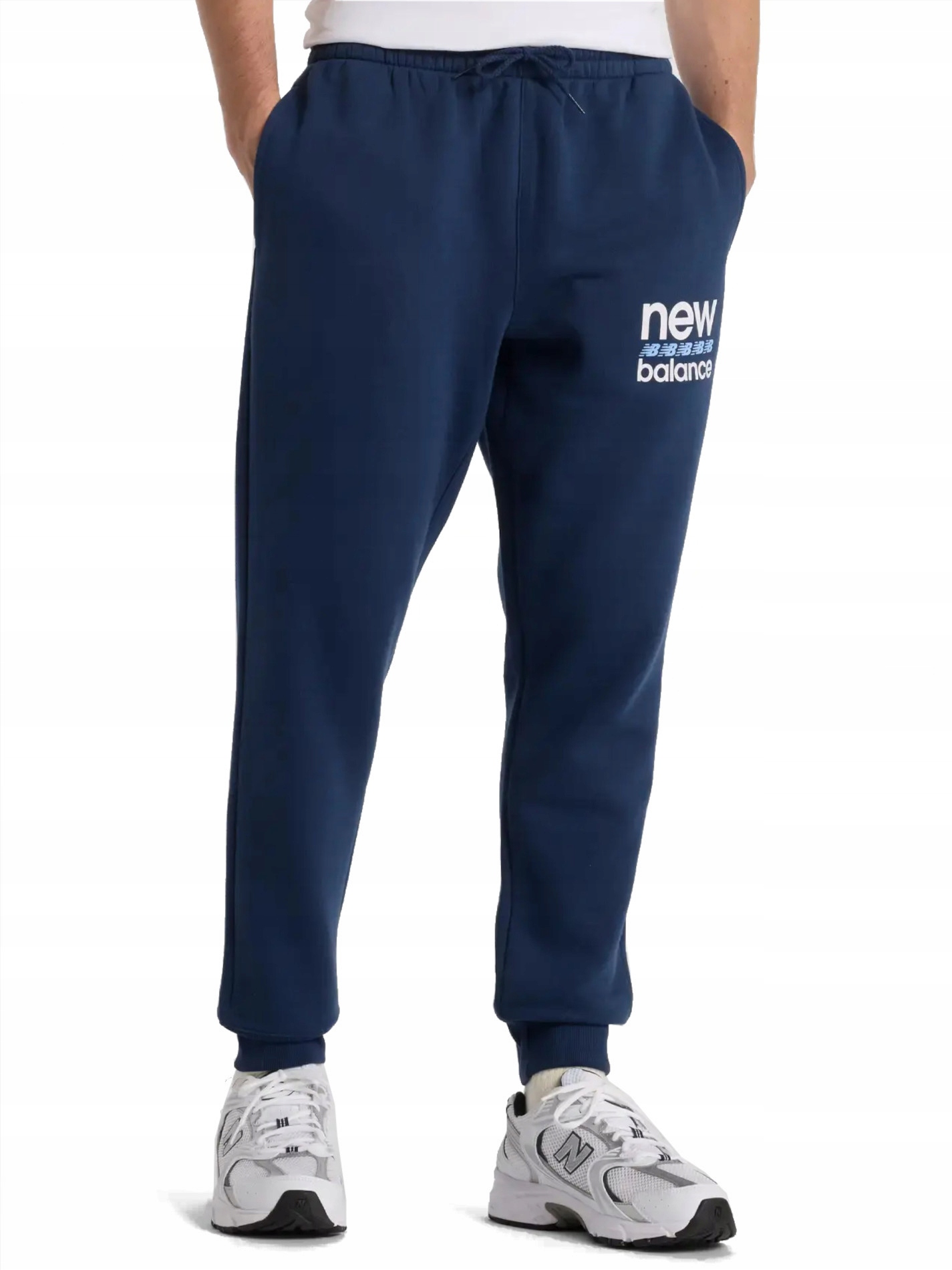 Pánské kalhoty New Balance tepláky MP51940NNY modré logo 2XL