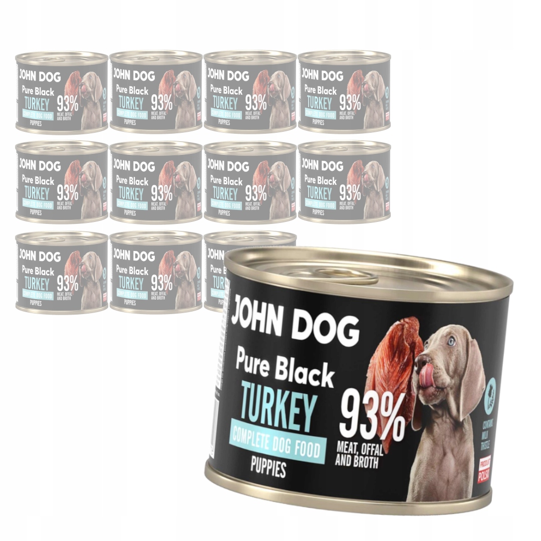 Levně John Dog Pure Black Puppies 12x200g Vlhké Krmivo pro štěňata s krůtím masem
