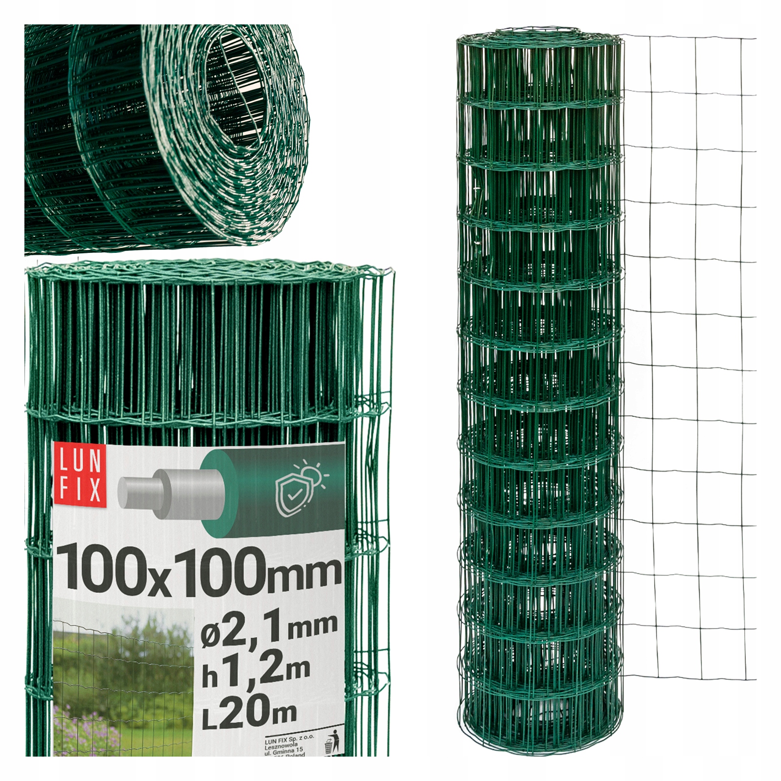Kovová svařovaná síť pozink Pvc 1,2 m, zelené očko 10x10 cm, 20 m