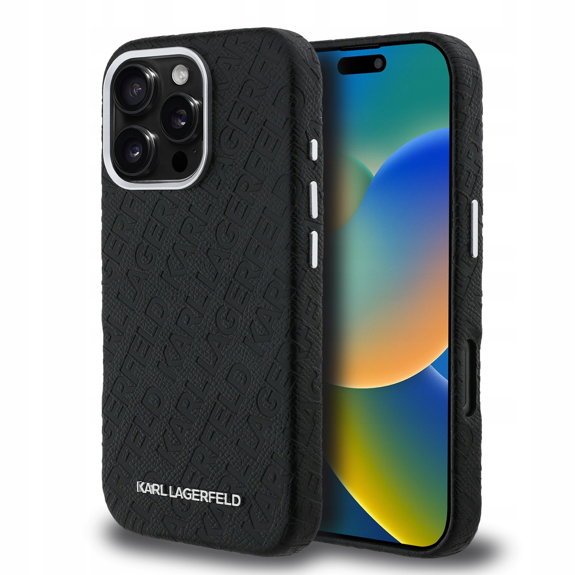 pouzdro Karl Lagerfeld Grained Pu Repeated MagSafe pro iPhone 16 Pro Max černé