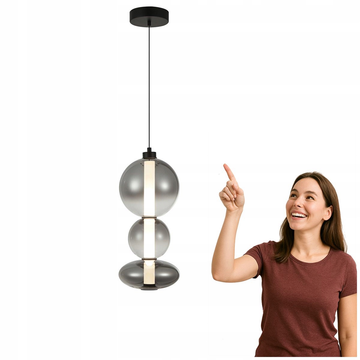 Moderná závesná Led lampa 24W Sonte čierna matná Italux