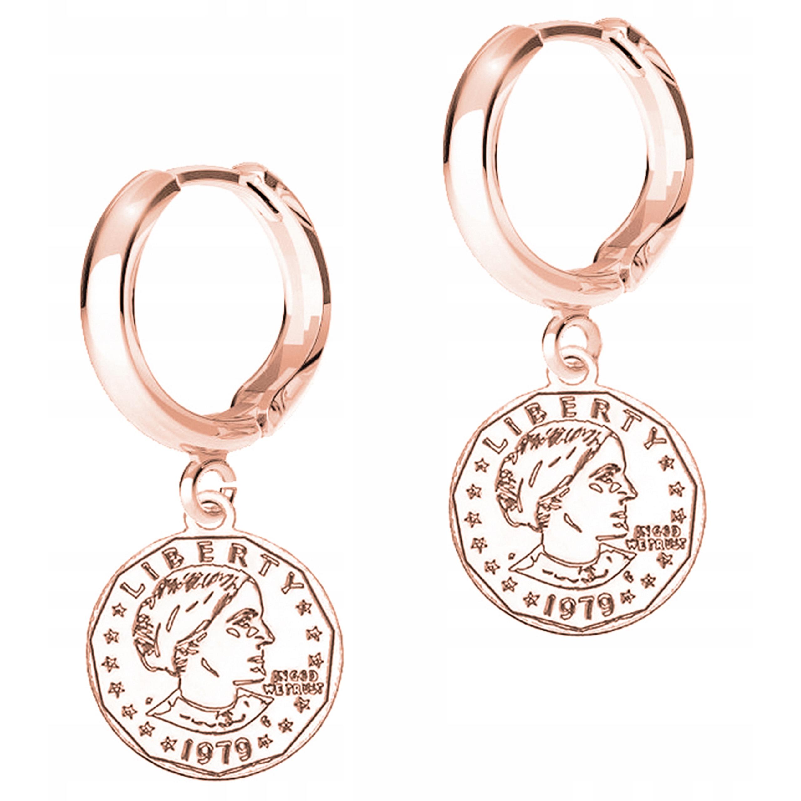 Náušnice Pozlacené mince Talismany Peníze Mince Stříbro 925