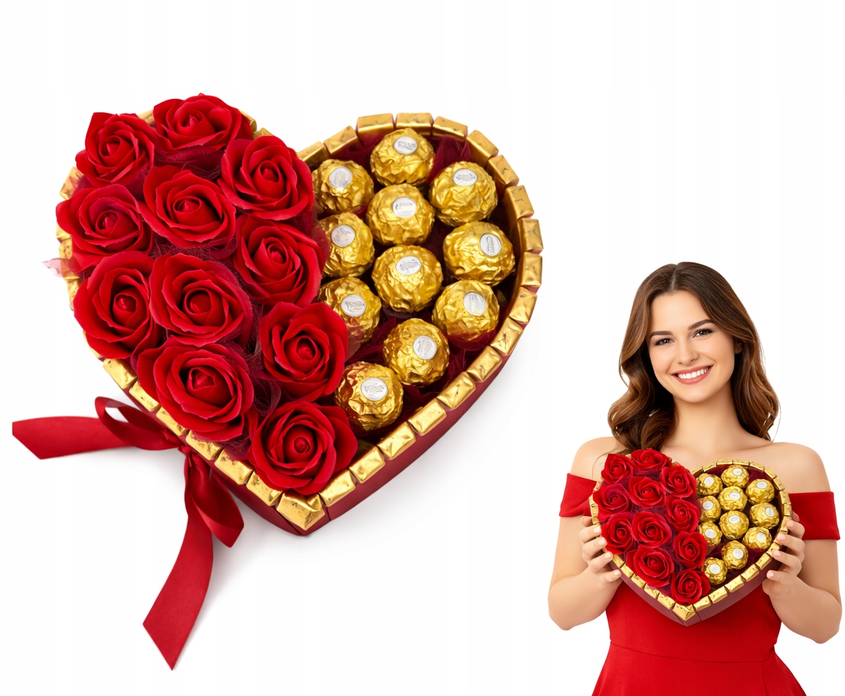 Kytice sladkostí srdce Ferrero Rocher Mýdlové růže Dárek pro ženu