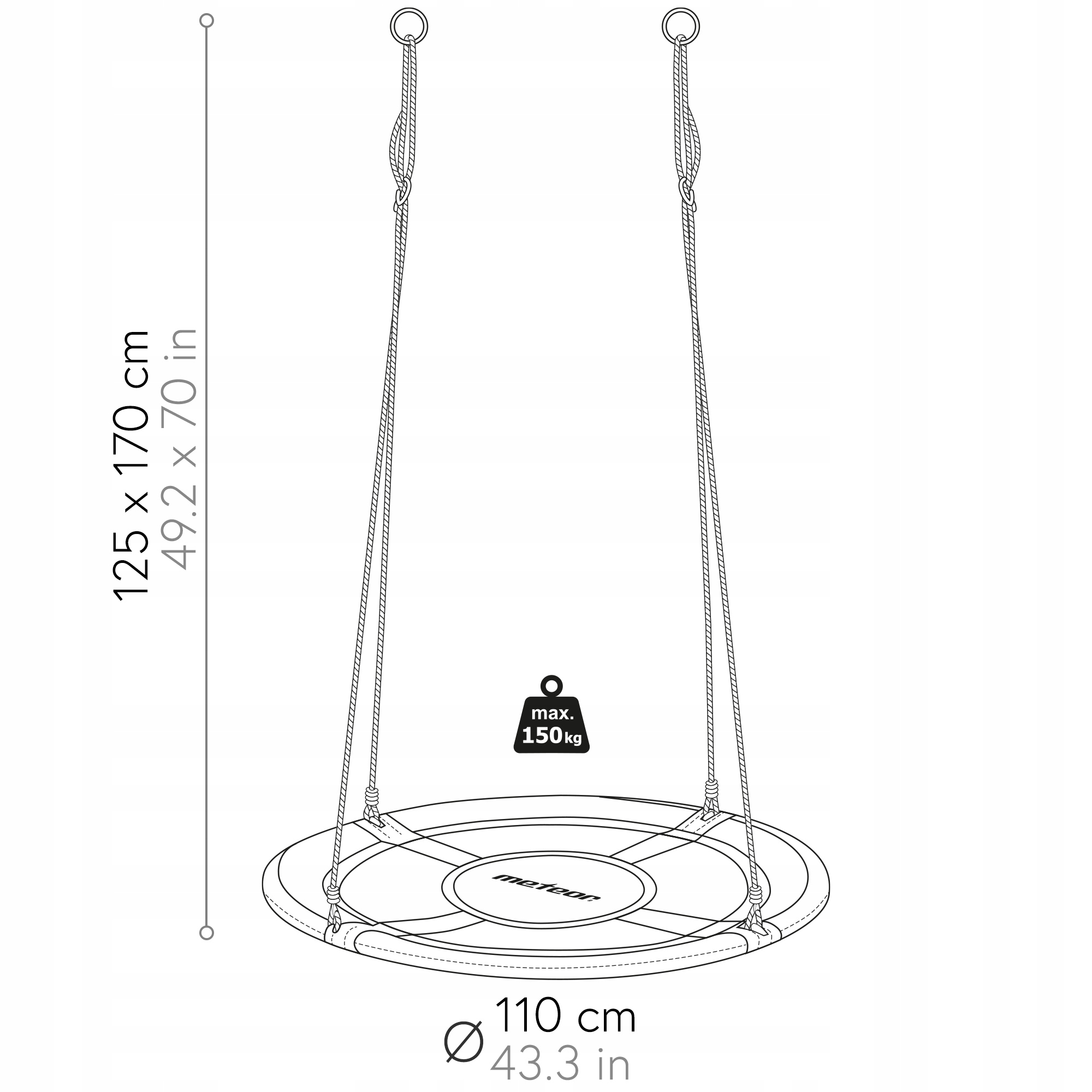 Huśtawka Bocianie gniazdo fotel bujak ogrodowy dla dzieci 110 cm Meteor Bohater / Bajka brak