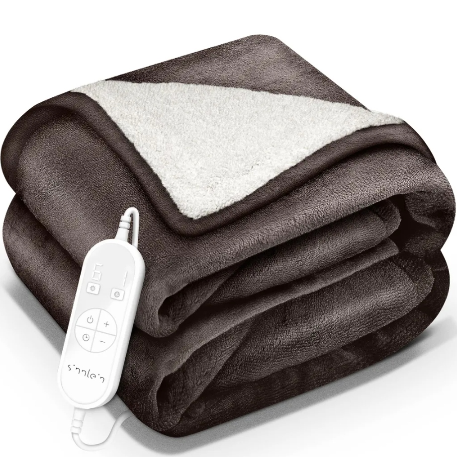 Koc elektryczny sinnlein 200×180 cm jasnobrązowy z 9 poziomami temperatury