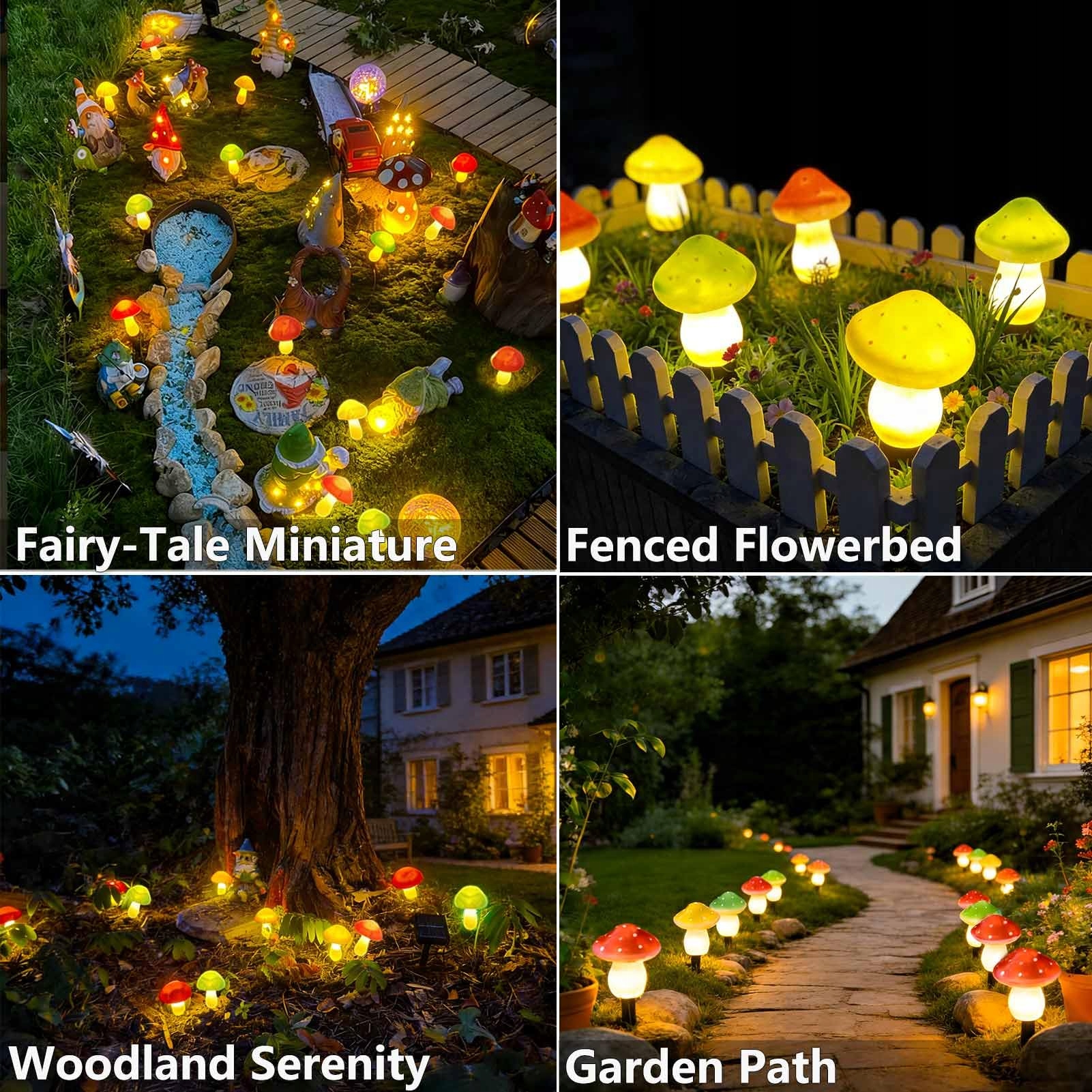 COZYMEOW Dekoracyjne Solary LED Grzyby 6 Sztuk Do Ogrodu Tarasu Balkonu — miniatura 2