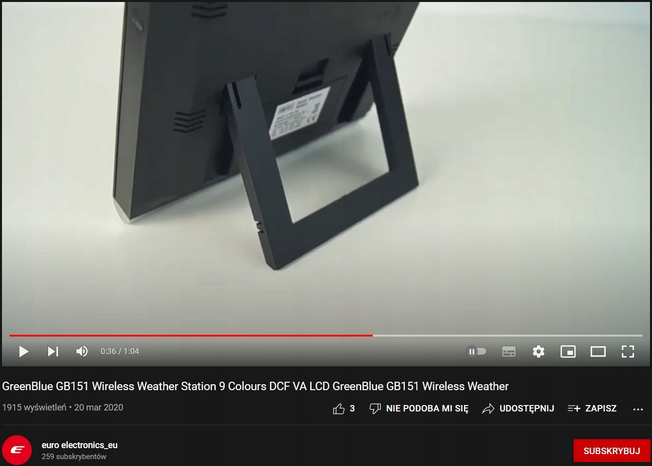 STACJA POGODOWA BEZPRZEWODOWA DCF HIGROMETR USB Komunikacja bezprzewodowa