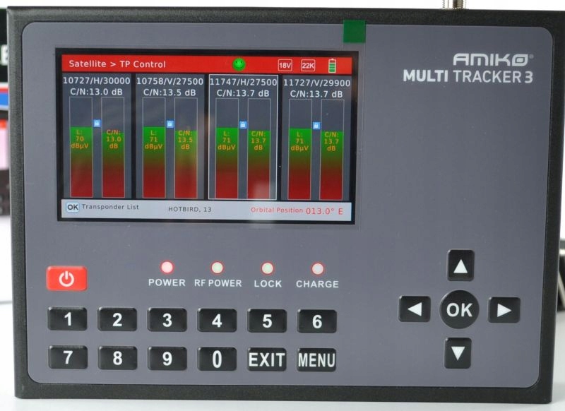 Miernik Sygnału Anten TV DVB-T2 DVB-C SAT DVB-S2 Amiko Multitracker 3 Combo Marka Amiko