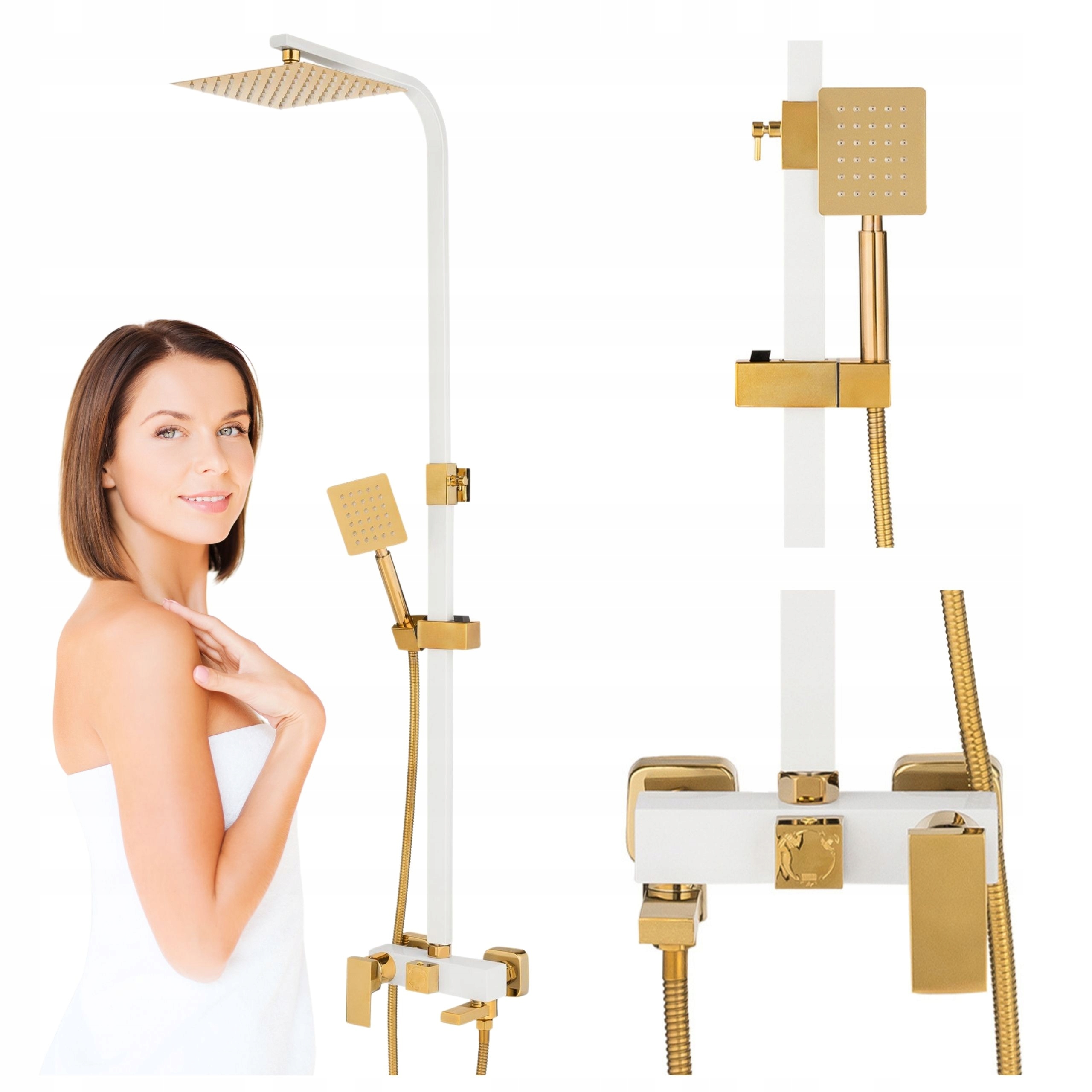 Sprchový Set Na Omítku Cubo Bílý/zlatý