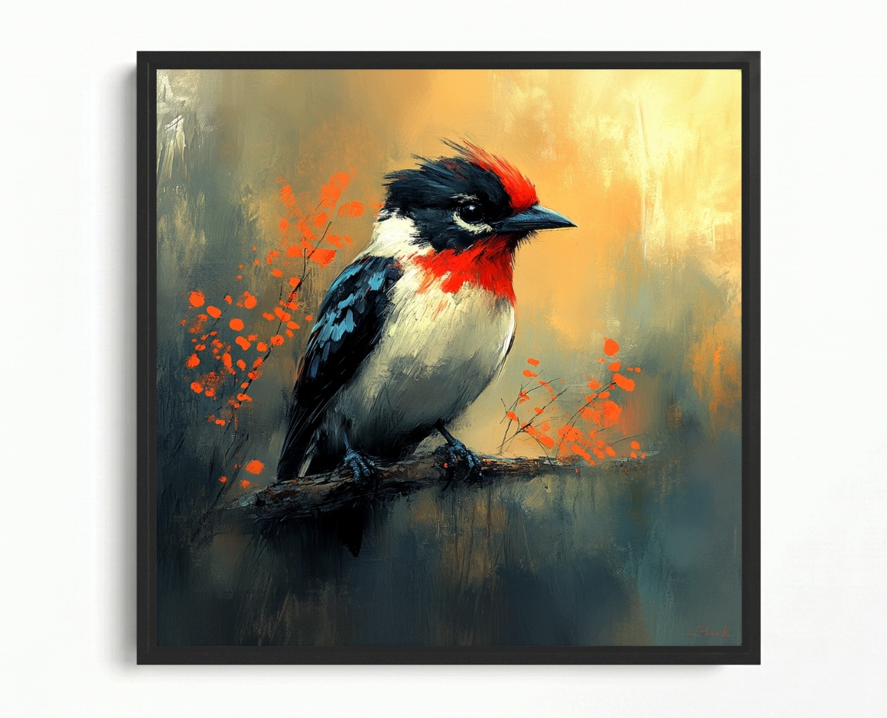 Obraz Rám Americký Box Barevný Ptáček Příroda Fauna 40x40