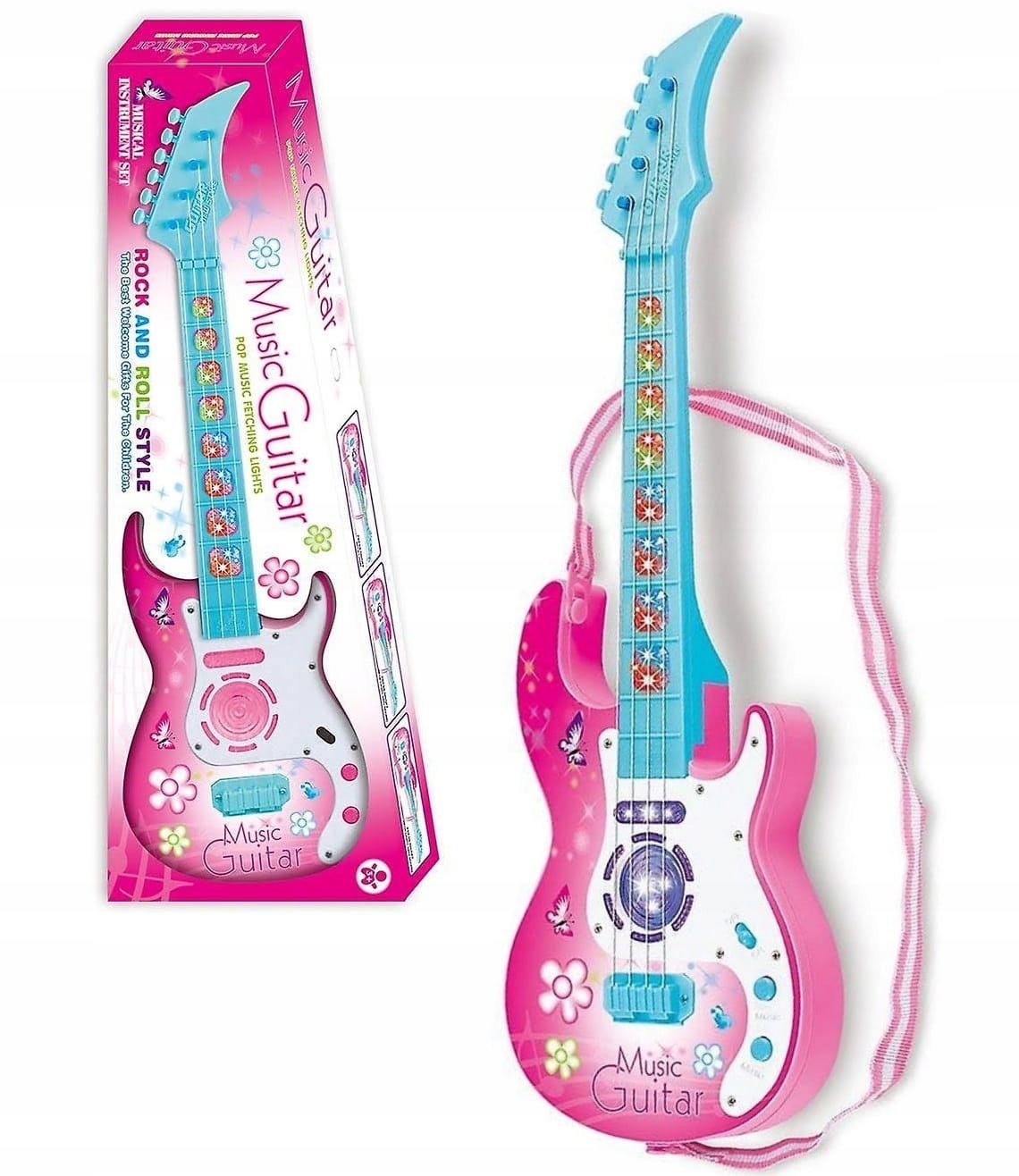 

Gitara Rockowa Dzieci Świeci Gra Struny Instrument