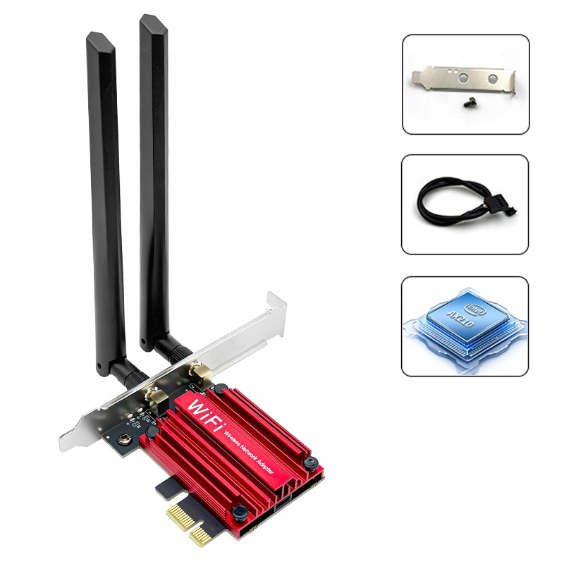 Karta sieciowa z Intel AX210 WiFi 6E i Bluetooth 5.3 Pci-e do Pc
