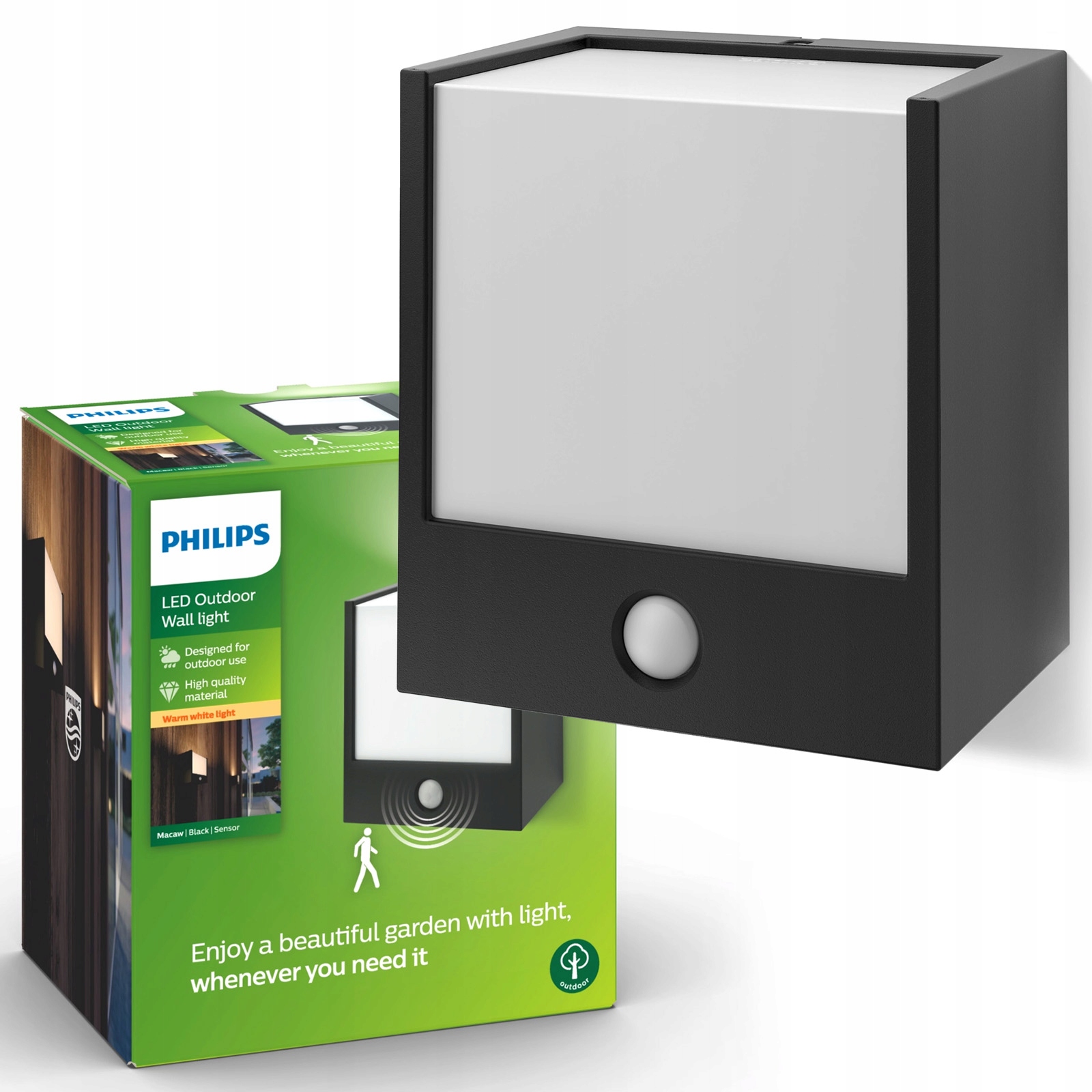 Zahradní nástěnné svítidlo Fasádní lampa Venkovní Led 3.5W IP44 Černá Philips