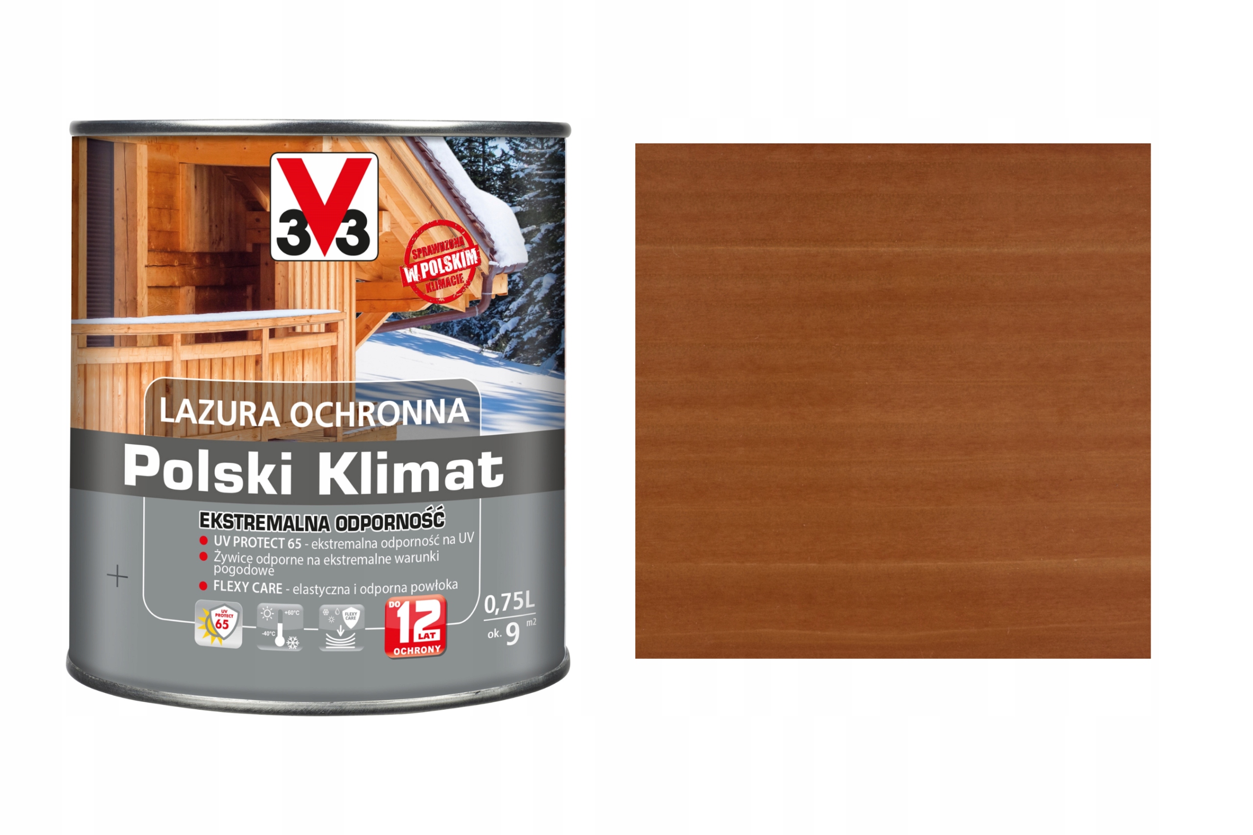 Lazura V33 Polski Klimat 12 lat Sosna Orego. 0,75L