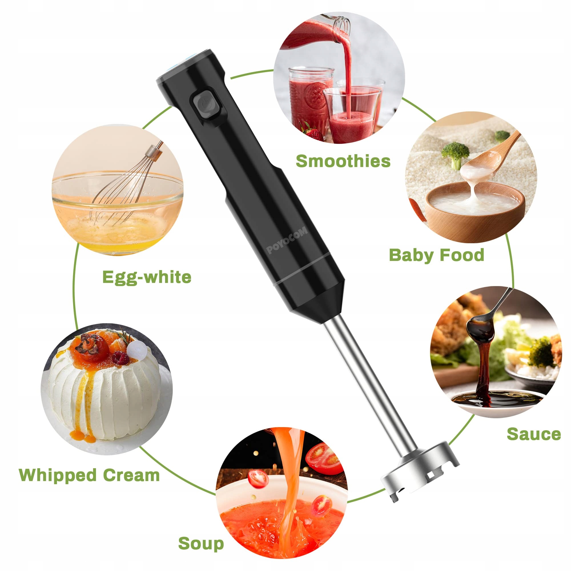 POYOCOM Bezprzewodowy Blender Ręczny Z Kablem Typu C Do Smoothie Zup — miniatura 4