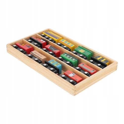 DREWNIANA KOLEJKA NA MAGNES LOKOMOTYWA WAGONY 13EL Marka bez marki