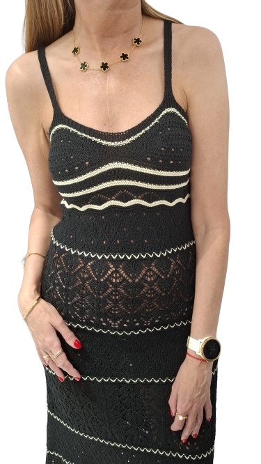 Lemonada Project Runway Letní Šaty z úpletu Ažurová černá Un Novinka