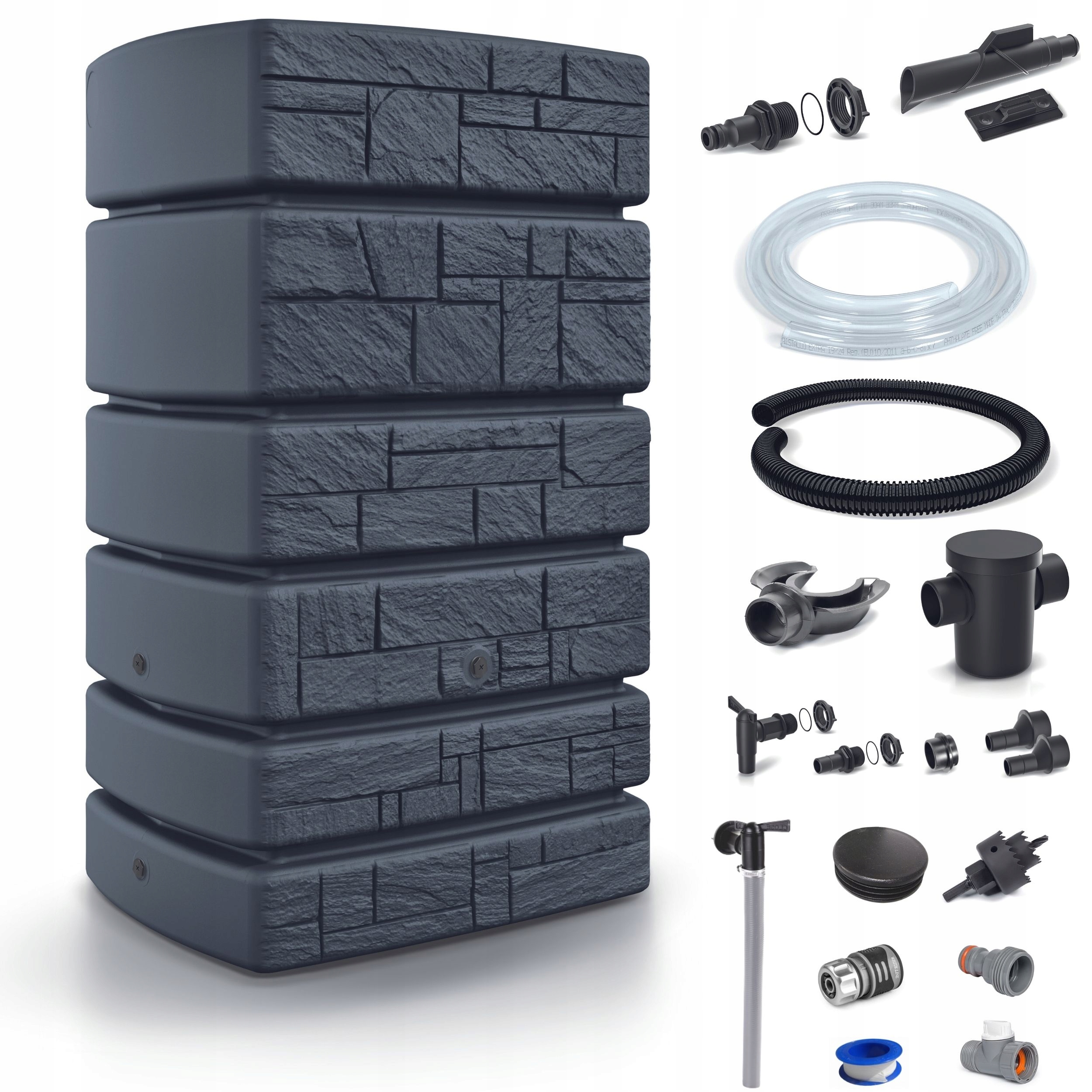 

Zbiornik na deszczówkę Tower Stone 500l, przyłącza