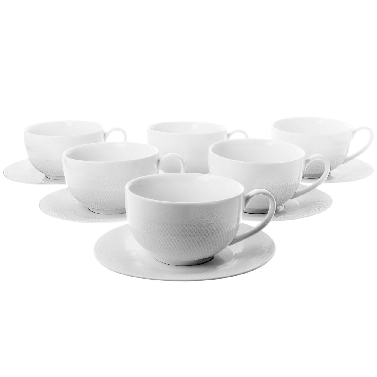Sada 6 Šálok S Podšálkou Diamond 250 ml porcelánový darčekový komplet