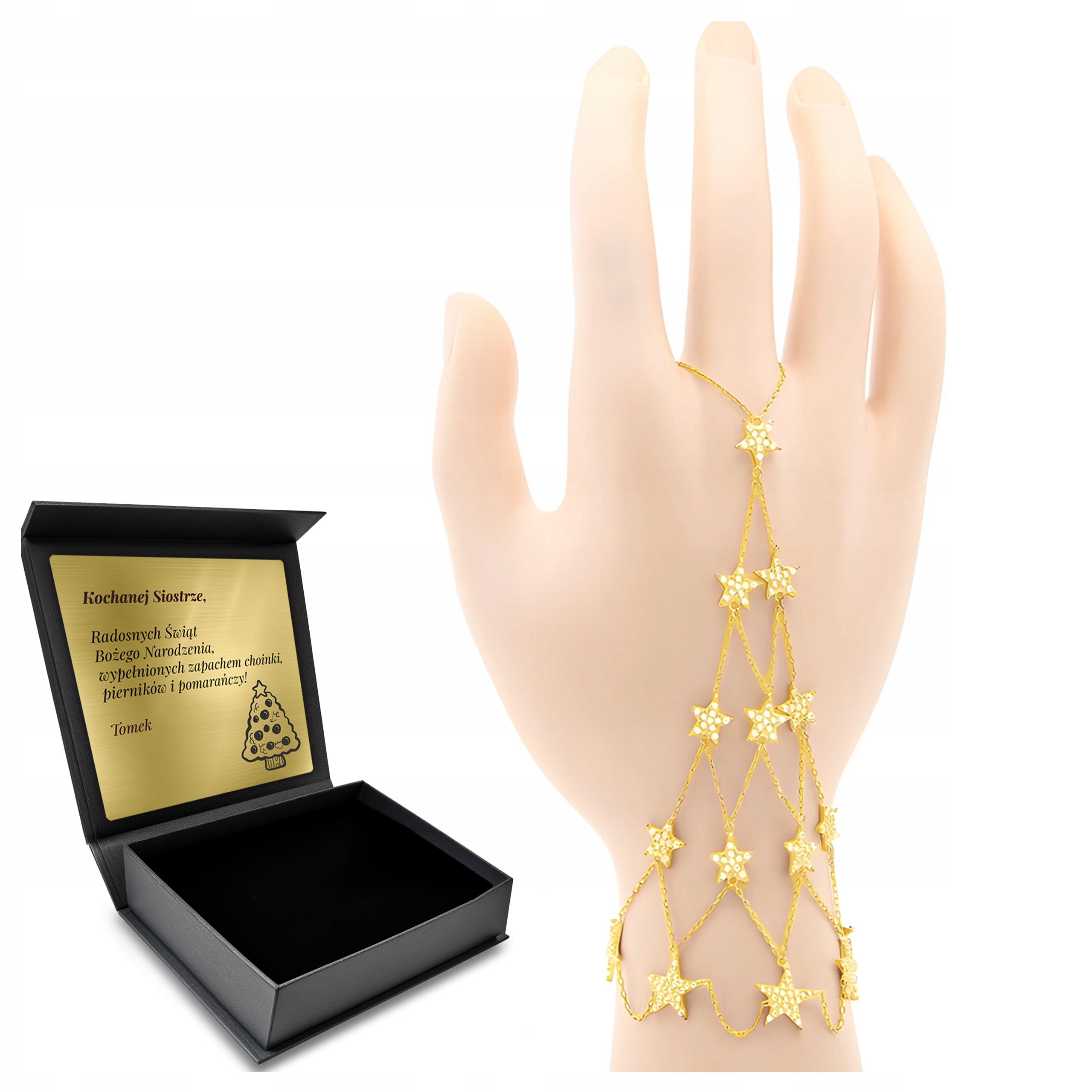 Stříbrný Pozlacený Náramek Slave S Hvězdičkami A Krásnými Zirkony Gravírování