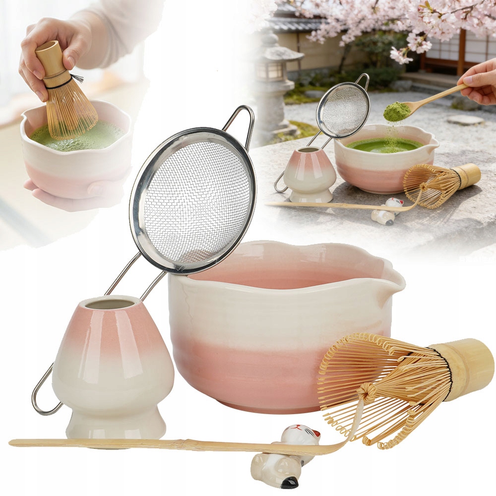 Zestaw do Matchy 6w1 ceramiczny Czarka miotełka łyżeczka do herbaty Matcha