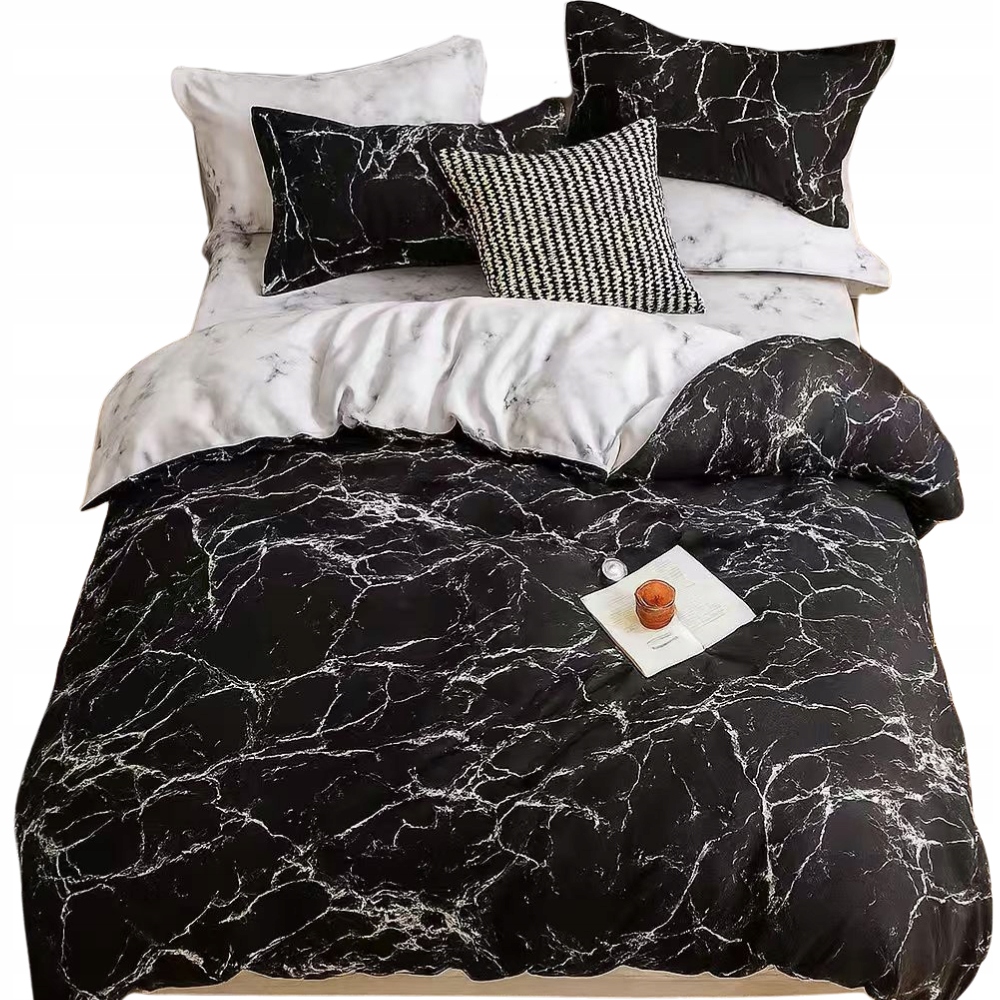 Komplet pościeli 160x200 zestaw prześcieradło dwustronna marmurowa glamour