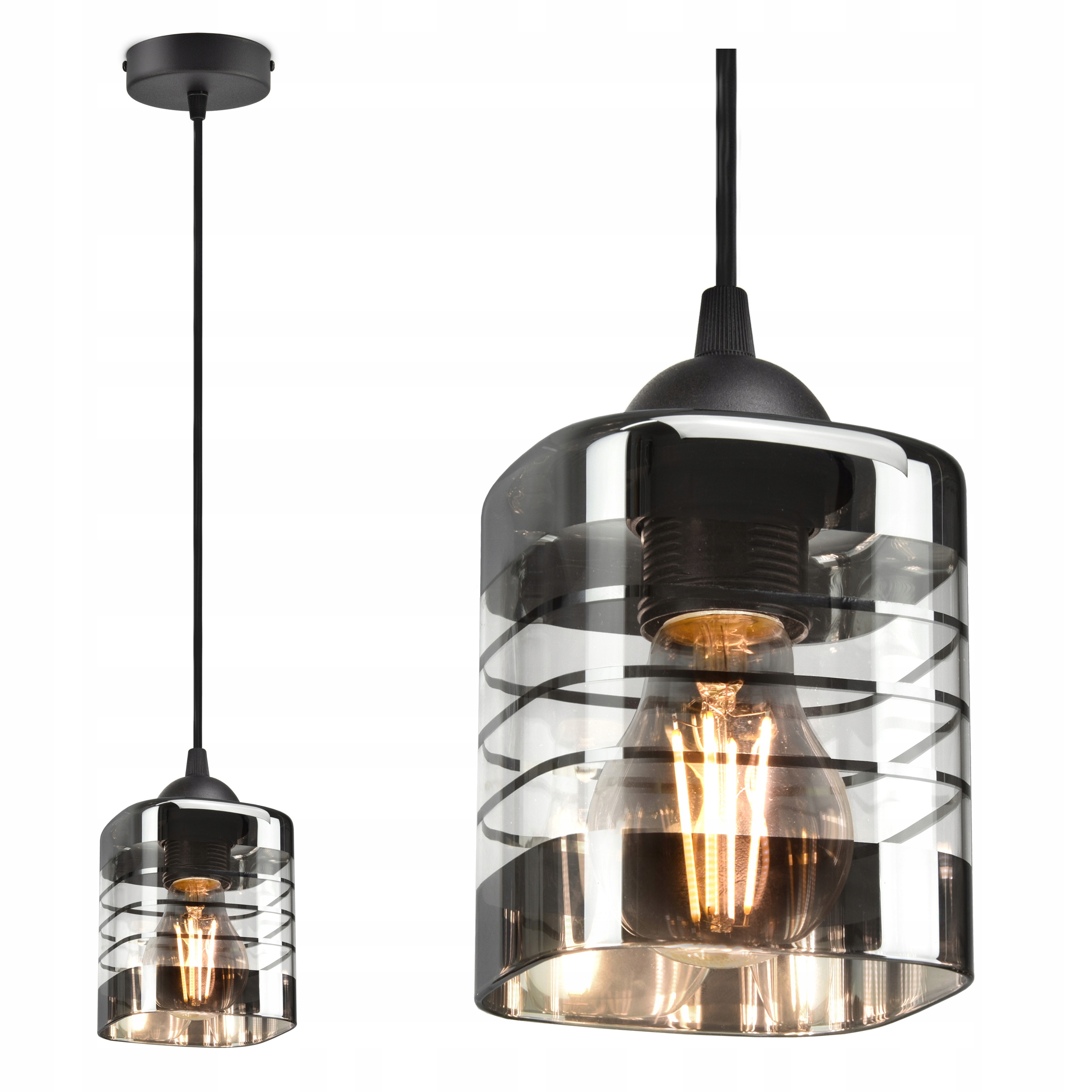 

Szklana Lampa Wisząca Sufitowa Żyrandol Plafon Led