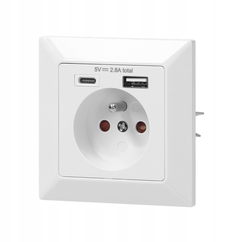 Jednotlivá Zásuvka 2P+Z Usb-a Usb-c Výstup