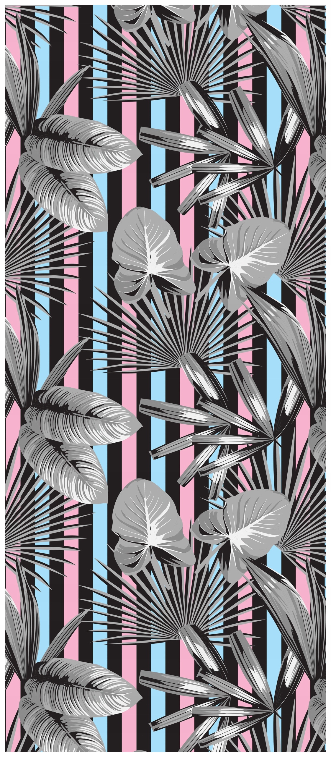 Samolepicí Samolepicí Fototapeta Pastelové tropy vzor palmy pruhy 91x211