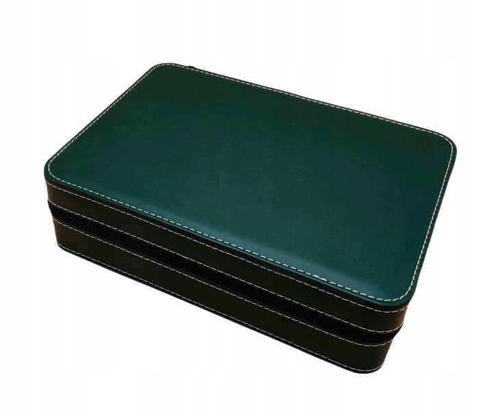 PODRÓŻNE ETUI NA 10 ZEGARKÓW ZAMEK BŁYSKAW ZIELONE Kolor zielony