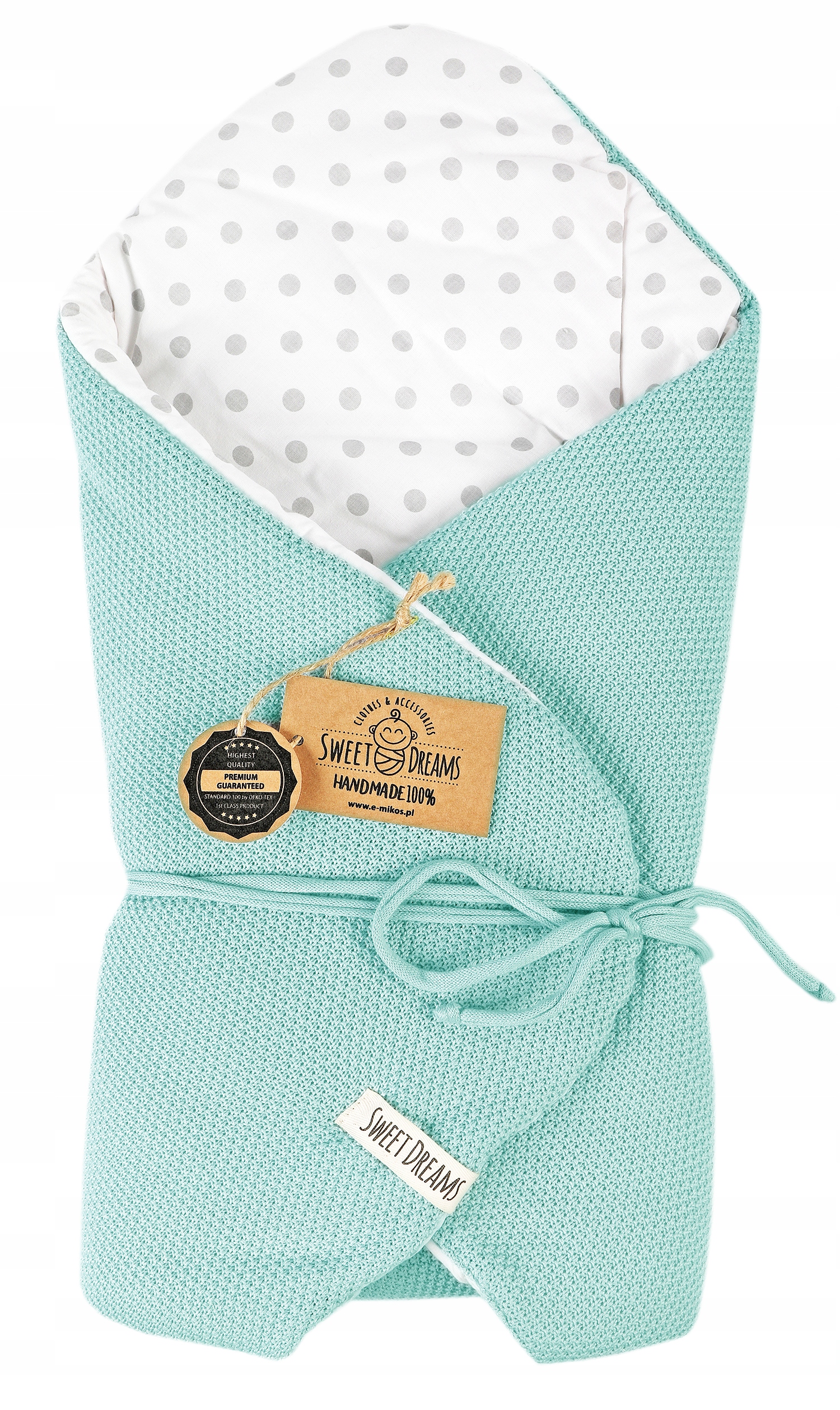 ROŻEK NIEMOWLĘCY TKANY BAWEŁNA 75x75cm MIĘTOWY