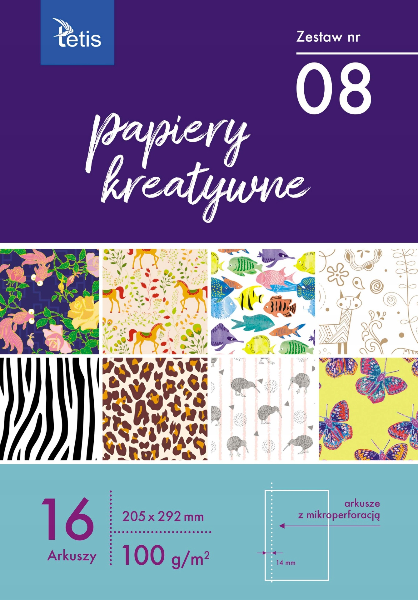 

Papier Kreatywny 16 ark zestaw 08 100g Tetis a4