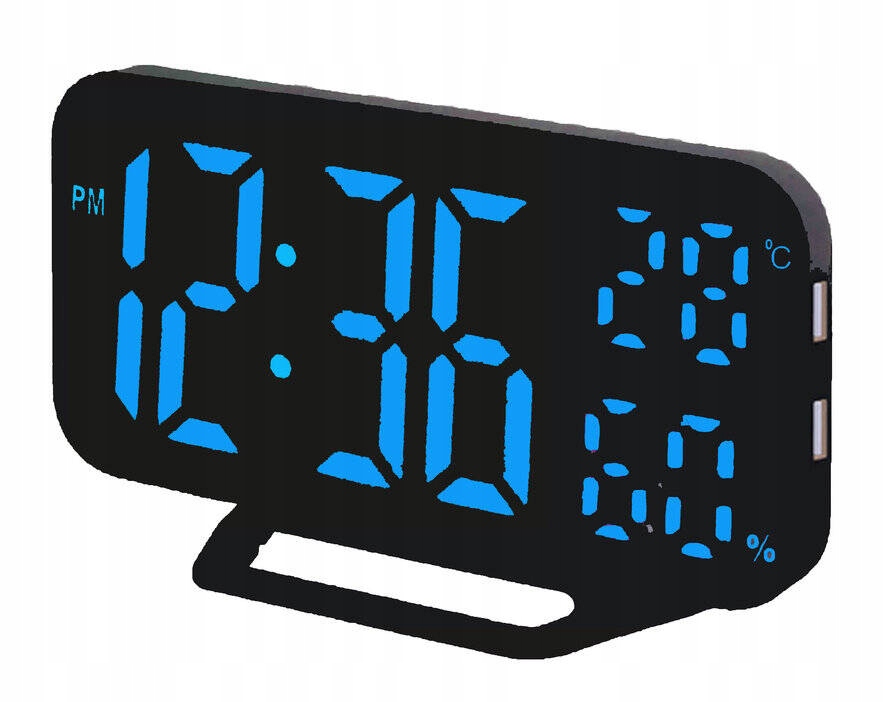 Čitelný Led Budík S Teploměrem A Vlhkoměrem Jvd SB3725.2 Alarm Usb