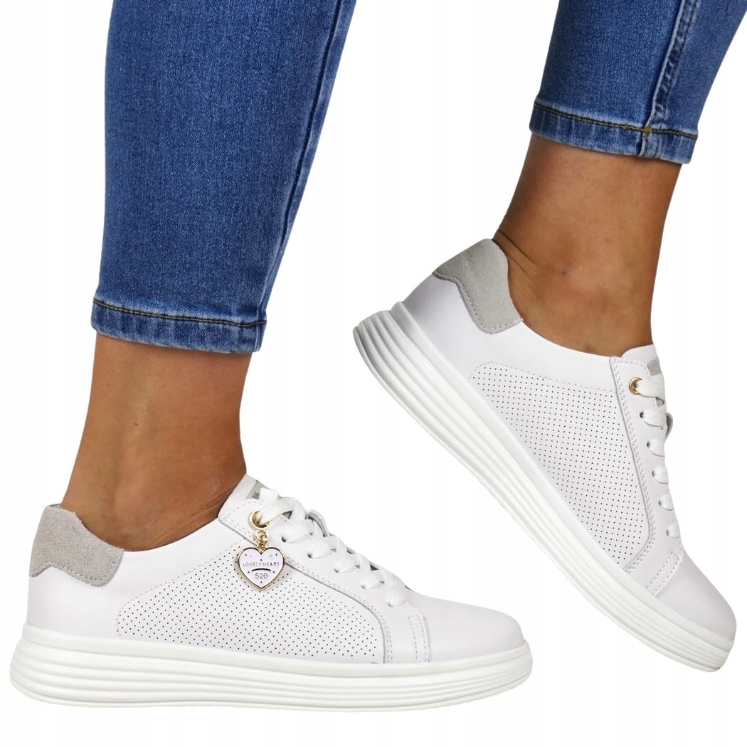 iButy Tenisky Dámské Polobotky Z Kůže Béžové Díry Platforma