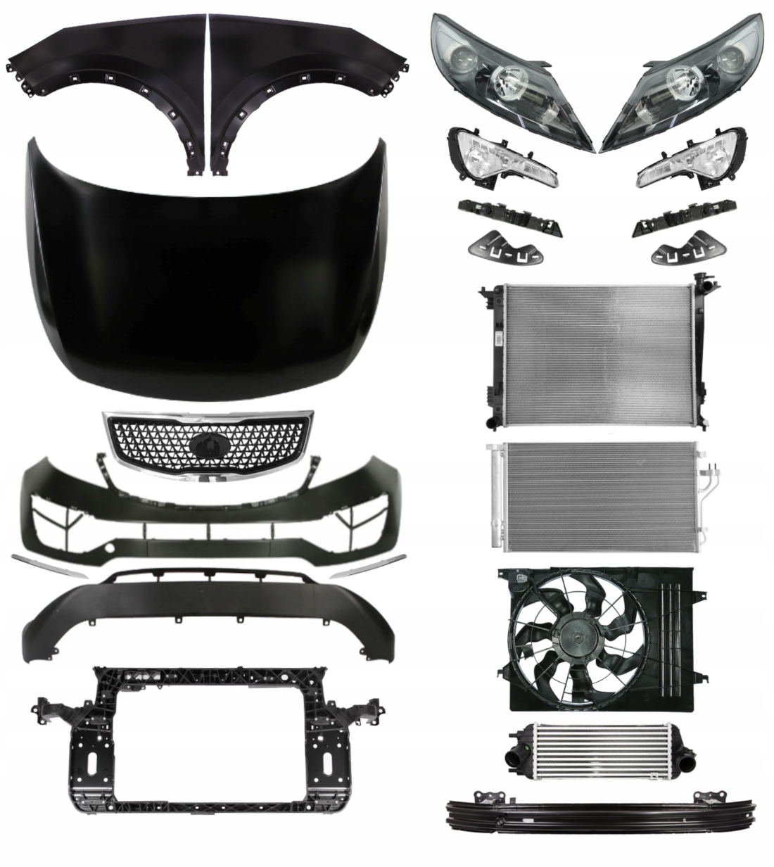 Kia Sportage 14-15 Zderzak Maska Błotnik Pas ZESTAW CZĘŚCI