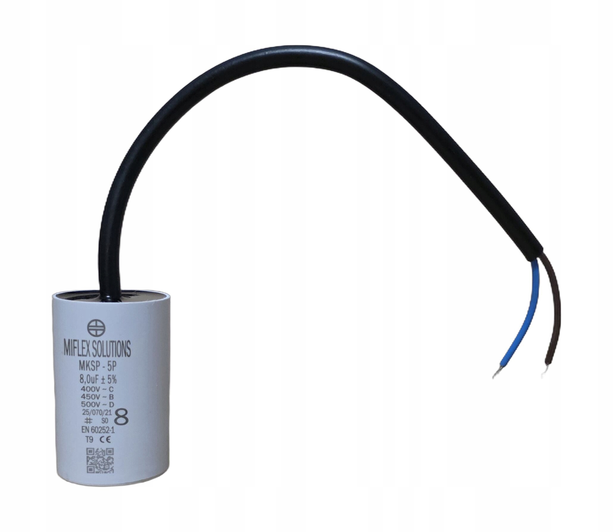 Kondensator rozruchowy silnika 8uF 450V MIFLEX MKSP-5P kabel