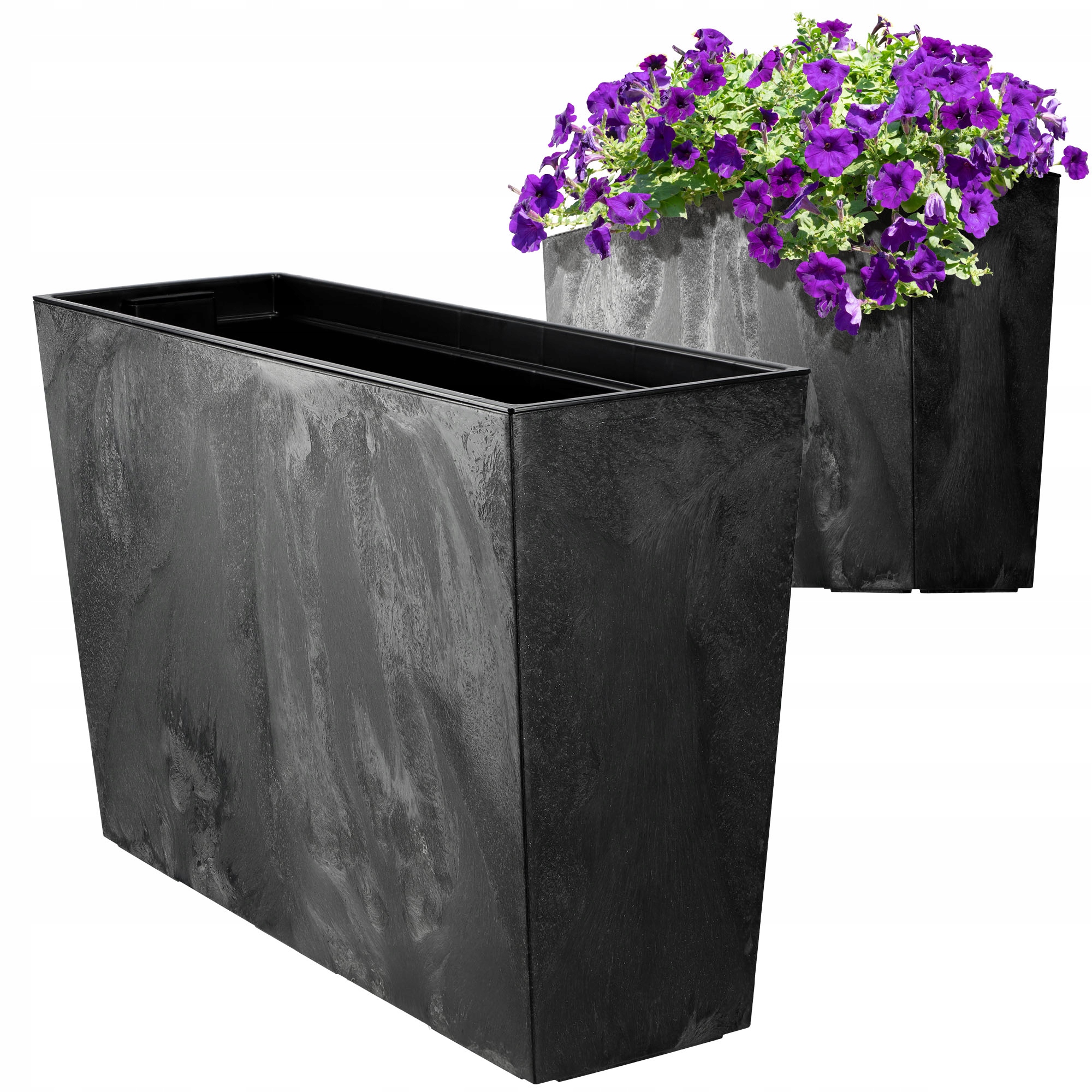 Doniczka Donica Na Kwiaty Kwietnik Wysoka Wkład 19x56cm Czarny Beton